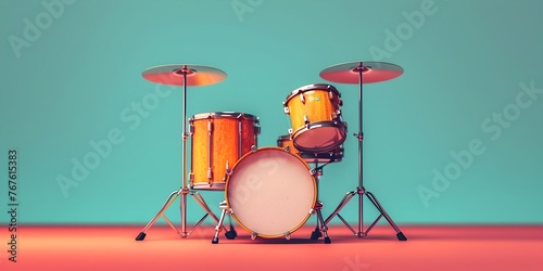 Vibrant Percussive Performance with Drums on Colorful Background