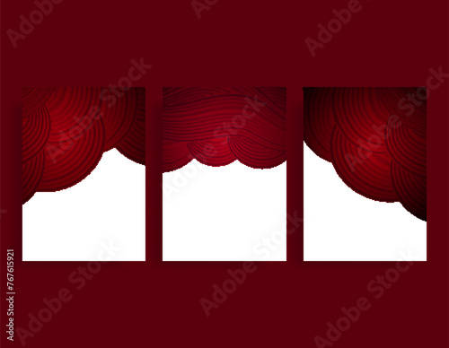 red curtains vector set template