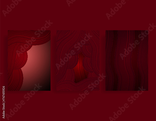 red curtains vector set template