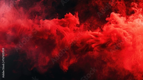 Abstract Swirls of Red Smoke on Dark Background