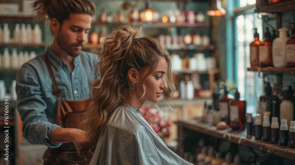 woman in hair salon