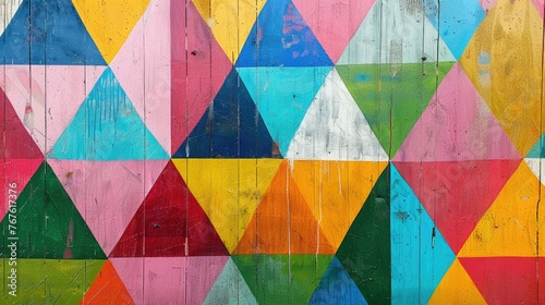 Colorful geometric street art painting. © Julia Jones