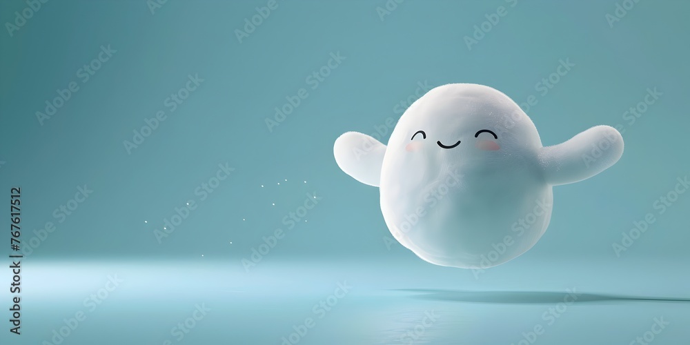 Meditation cushion character floating above stress mindfulness in motion with copy space Meditation cushion character floating above stress mindfulness in motion with copy space