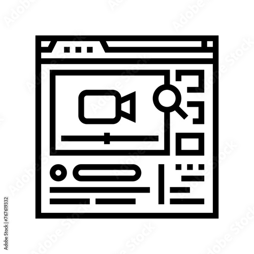 video seo line icon vector. video seo sign. isolated contour symbol black illustration