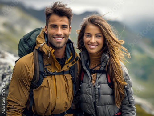 A man and a woman are smiling and posing for a picture