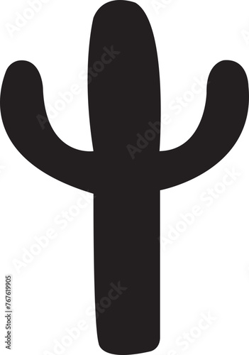 Cactus icon in trendy black fill style. Desert symbol. Botanica plant garden summer tropical illustration doodle. Large pack of vector silhouette design isolated on transparent background.