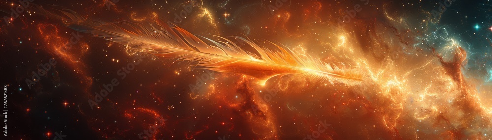 Phoenix Feather ascent marks the beginning of Stellar Stalactite epochs - obrazy, fototapety, plakaty 