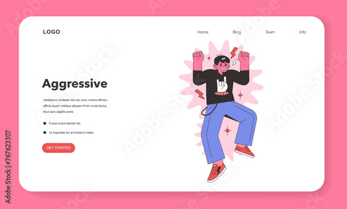 Aggressive Personality portrayal. Flat vector illustration