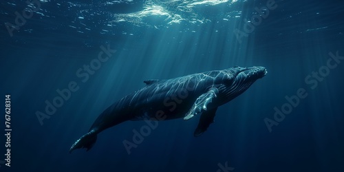 Humpback Whale Swimming Underwater © Gerges