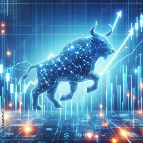 rising chart show bull symbol
