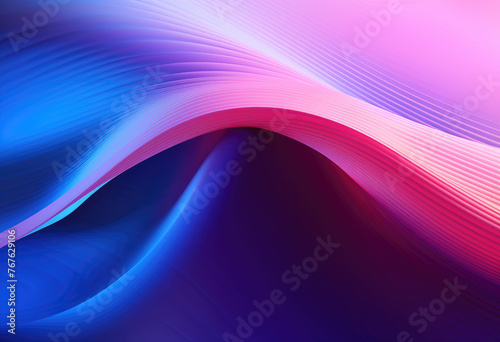 Business blue  pink and purple smooth neon lines wave abstract stripe design on dark black background. AI technology  digital  communication  science  music and big data concept