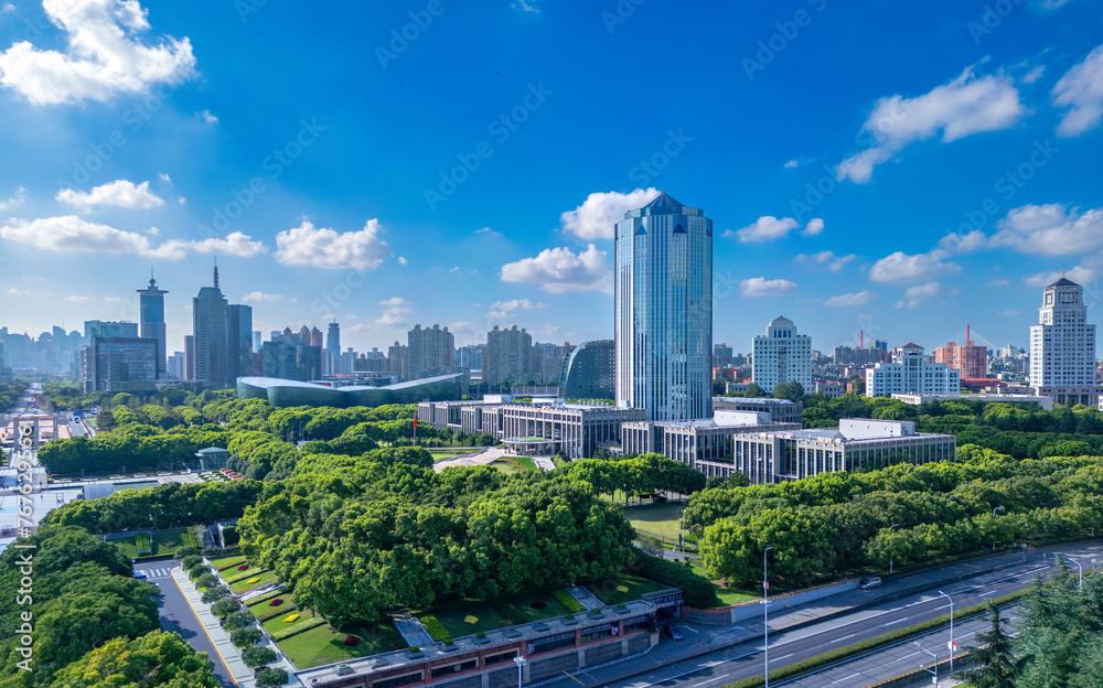 Obraz premium The city environment around Century Plaza, Shanghai, China