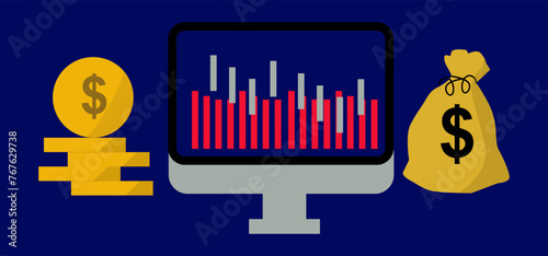 2d illustration Sack with usd dollar currency symbol
