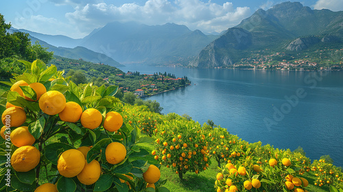 Lemon grove at Lake Garda, Italy. photo