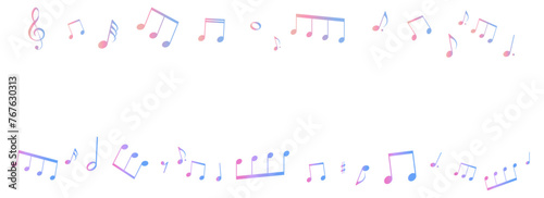 カラフルな音符のフレームイラスト 背景イラスト 音符、休符、音楽記号のイラスト