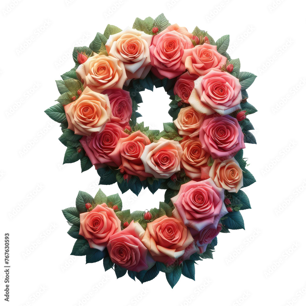 Isolated 3D Number on a Clear PNG Canvas, Generative AI Isolated 3D Number on a Clear PNG Canvas, Generative AI
