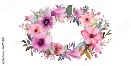 pink wreaths water color flower bouquet
