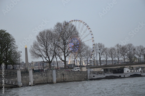 Paris, France 03.23.2017: The giant Ferris wheel (Grande Roue) is set up on Place de la Concorde photo