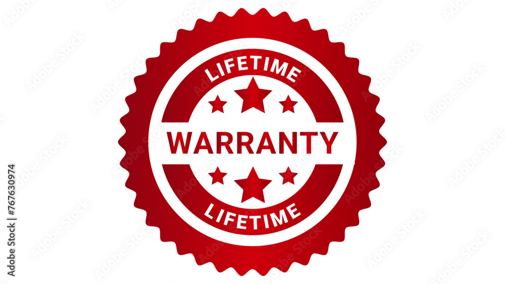 lifetime warranty red gradient label icon symbol isolated on white vector illustration-02