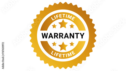 lifetime warranty golden label icon symbol isolated on white vector illustration-03 photo
