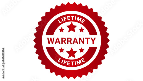 lifetime warranty red gradient label icon symbol isolated on white vector illustration-02