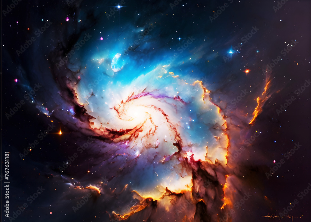 Colorful space galaxy cloud nebula. Stary night cosmos. Supernova background wallpaper - obrazy, fototapety, plakaty 