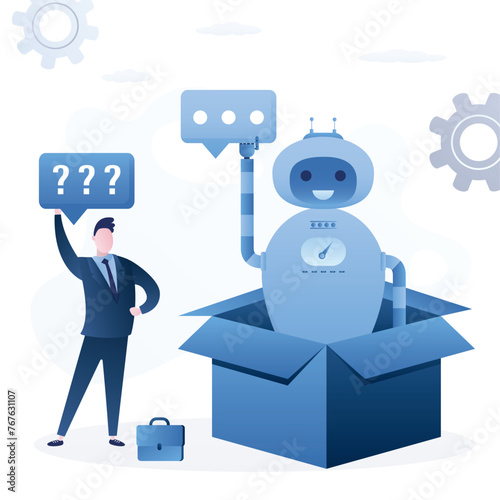Engineer or coder create new robot, chatbot development. Automation innovation technology. Programmer develop chatbot or artificial intelligence.