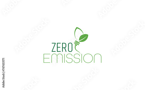 zero emission sign on white background 