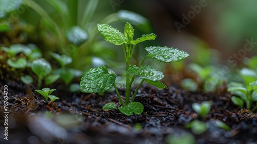 Freshly sprouted plant in soft light