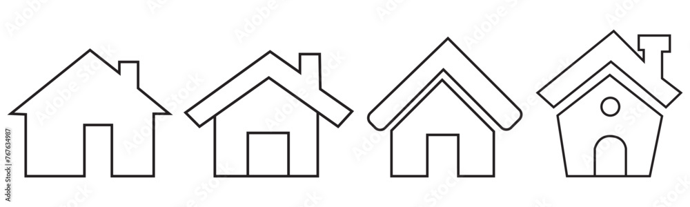 Home, house single and double floor building, line icon set. House front view, property, real estate, residential cottage for mortgage loan, homepage. Editable Stroke outline sign. Vector Home, house single and double floor building, line icon set. House front view, property, real estate, residential cottage for mortgage loan, homepage. Editable Stroke outline sign. Vector