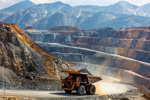 Massive Mining Truck: Symbolizing Modern Extraction Techniques in Open-Pit Mining photo