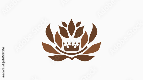 Brown passport money style rosette with leaf crown icon photo