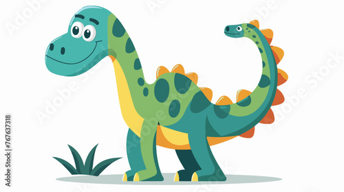 Fototapeta Naklejka Na Ścianę i Meble -  Cute dinosaur cartoon Flat vector isolated on white background