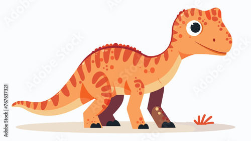 Cute dinosaur cartoon Flat vector isolated on white background