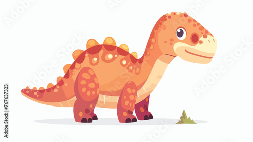 Cute dinosaur cartoon Flat vector isolated on white background