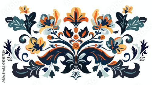 Damask Paisley Floral isolated vector ornament Flat vector