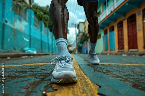 The moment of stretching legs before exercise  focusing on the importance of preparation and injury prevention in physical activities 