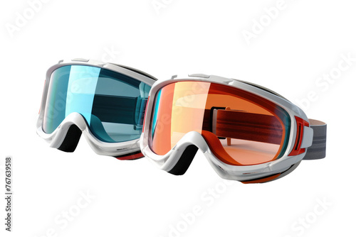 Shimmering Snow Shields: Ski Goggles. On White or PNG Transparent Background.