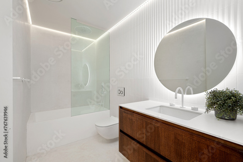Interior shot of a bathroom of a modern house in Los Angeles
