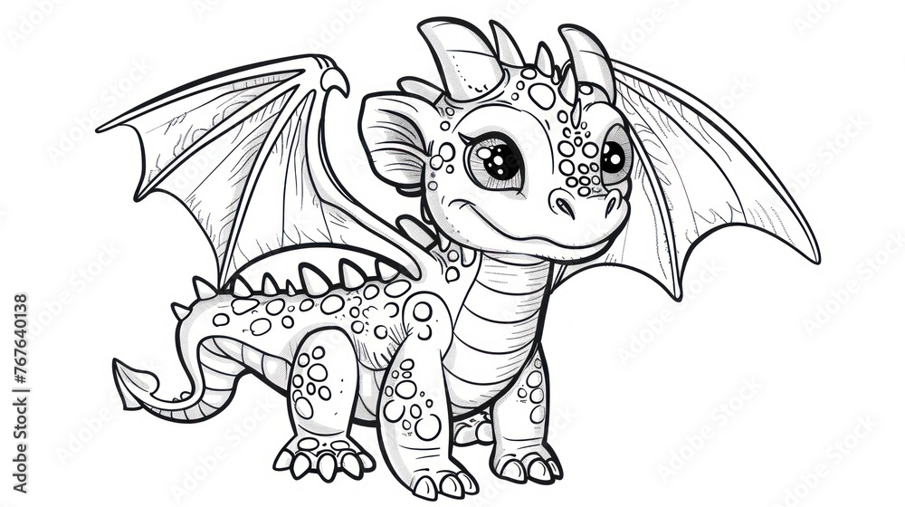 Fototapeta premium Cute dragon coloring page