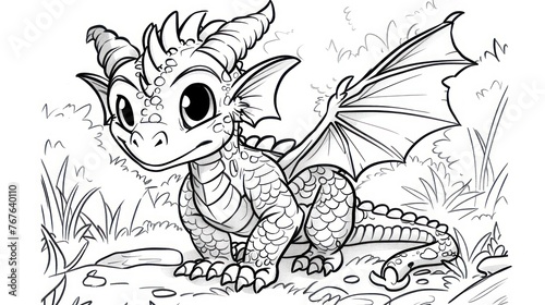 Cute dragon coloring page