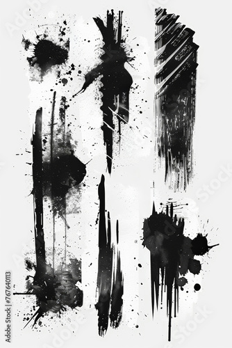 Stroke Set of Black Ink Strokes Grunge Dirty Stylish Elements