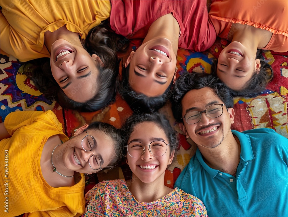 A happy family perspective shows a close and loving relationship.