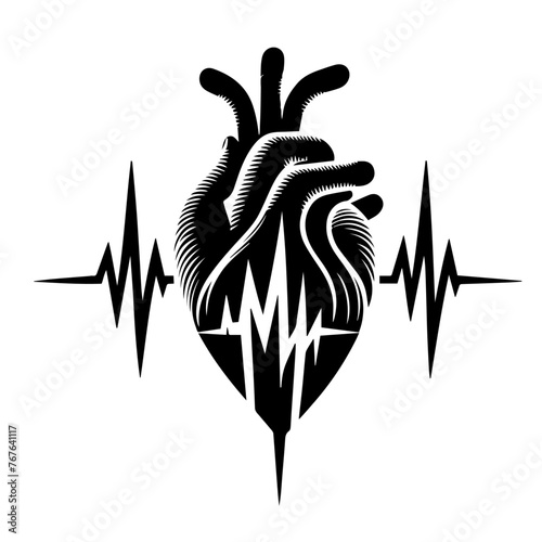 Emergency ekg monitoring. Blue glowing neon heart pulse. Heart beat. Electrocardiogram. Heartbeat line. Pulse trace. EKG and Cardio symbol. Healthy and Medical concept. Vector illustration.           