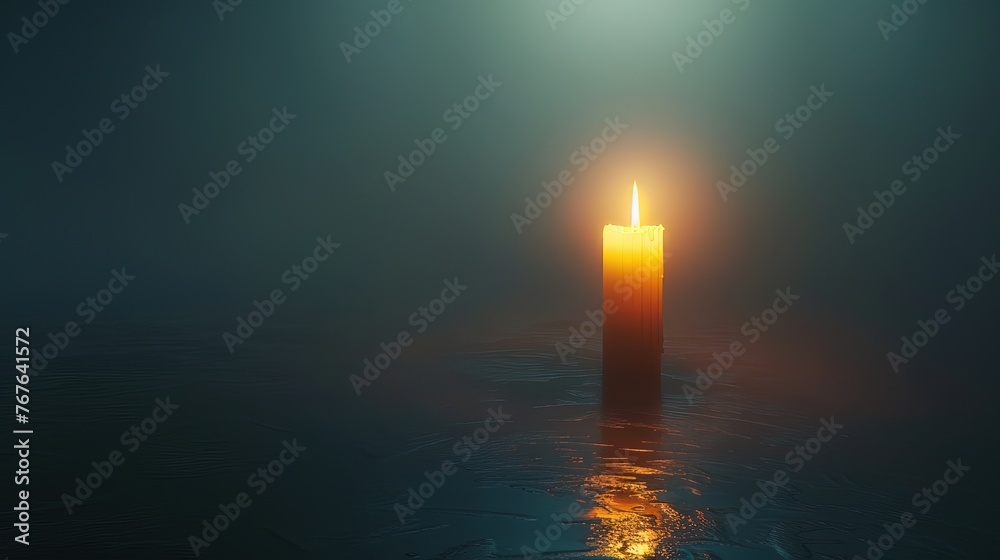 A minimalist portrayal of a candle's glow, the only light in a dark space, serving as a metaphor for the memory of a lost loved one. Generative AI A minimalist portrayal of a candle's glow, the only light in a dark space, serving as a metaphor for the memory of a lost loved one. Generative AI