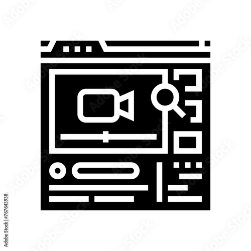 video seo glyph icon vector. video seo sign. isolated symbol illustration