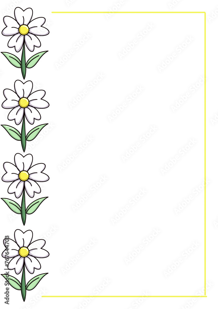 Cute white flower page border A4