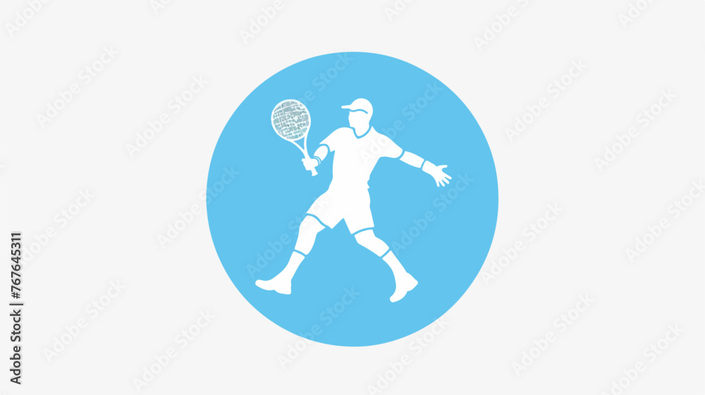 Man playing big tennis line icon for web mobile and icon