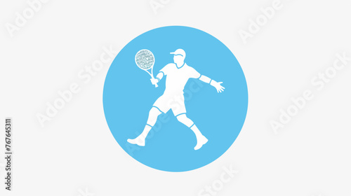 Man playing big tennis line icon for web mobile and icon