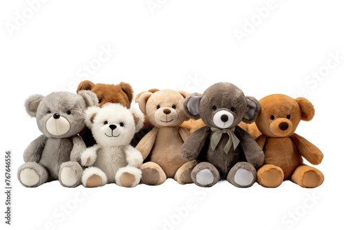 A Gathering of Teddy Bears. On White or PNG Transparent Background.
